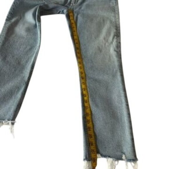 Agolde Merrel Womens Light Wash Distressed Frayed Hem High-Rise Jeans Size 30 - Picture 8 of 12